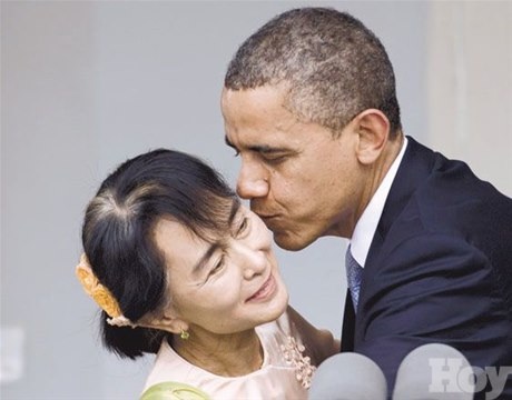 Aung San Suu Kyi Y Obama en Rangún 2012